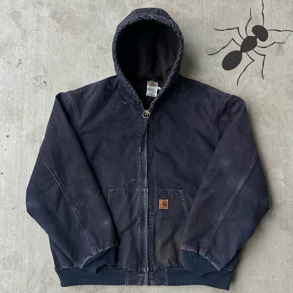 Carhartt Other - Vintage Y2K Carhartt J130 MDT blue hooded work wear jacket